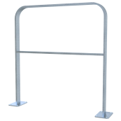 Lean-on hoop made of flat steel | 50 x 12 mm | in bent design | with cross bar | total width: 750 mm | hot-dip galvanized